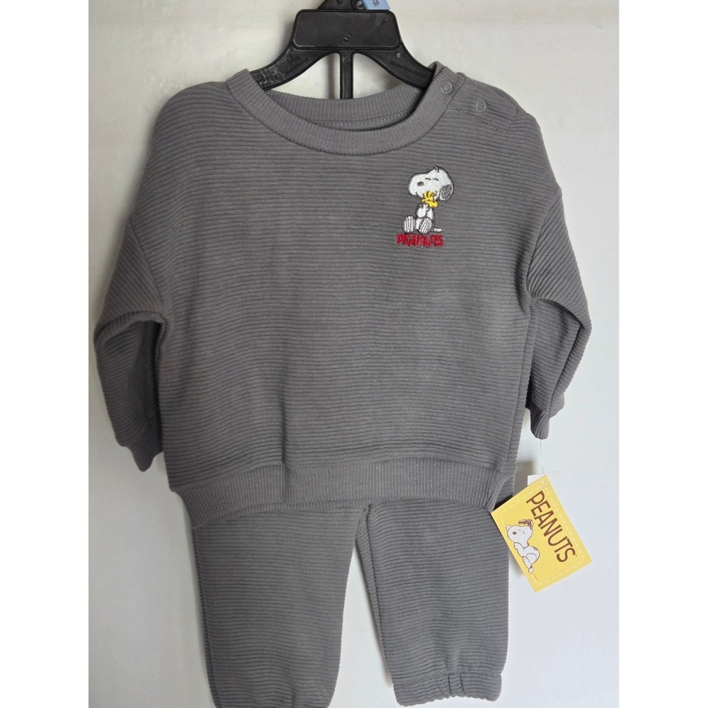 Peanuts Snoopy 2pc. Gray Sweatshirt And Pants. Size 3-6 Months. NWT